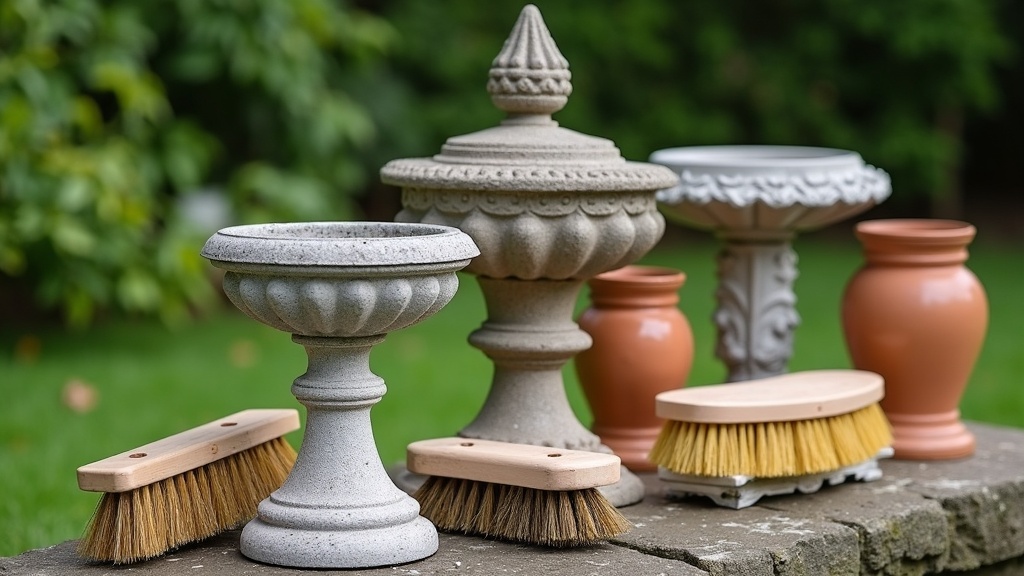 Antique garden ornament cleaning tools and products